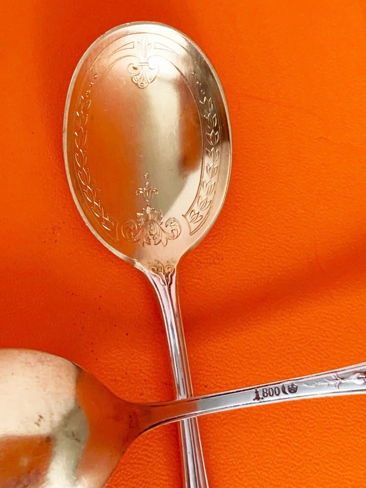  Koch & Bergfeld Bremen, Couverts En Argent 800, Cuillère à Glace Lys De Brême-photo-2