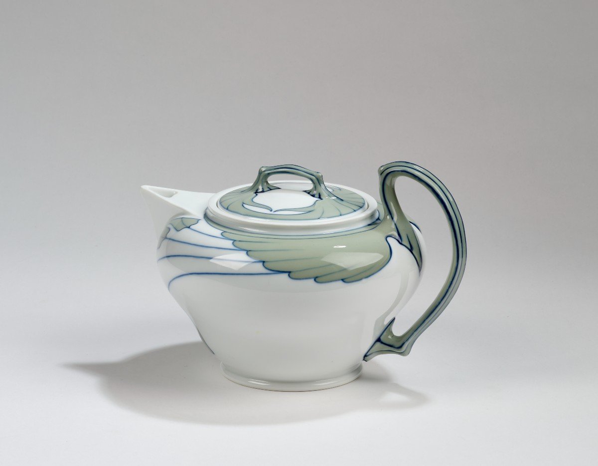 Rudolf Hentschel, Teapot With Lid And Two Cups With Saucers-photo-3