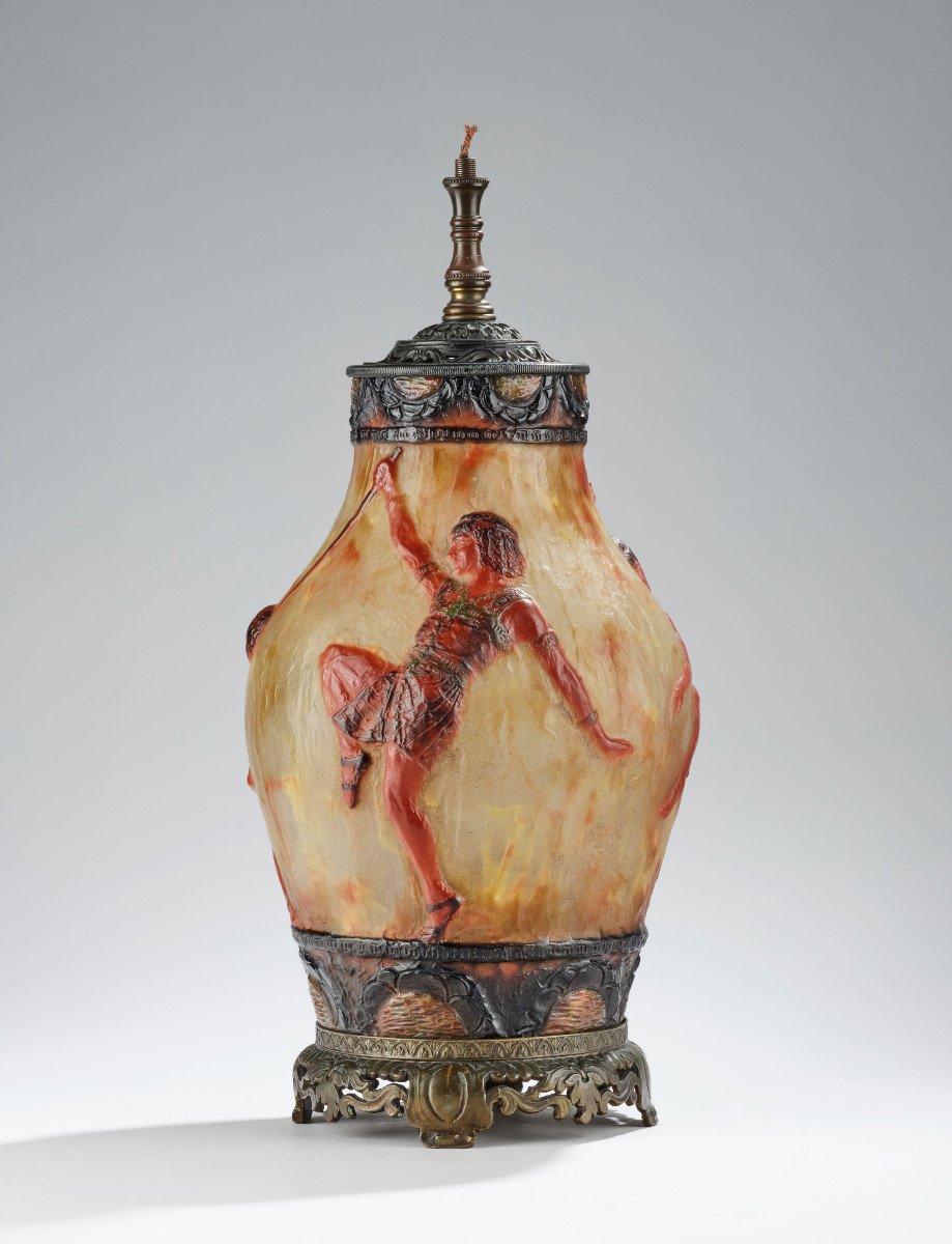Proantic: Gabriel Argy-Rousseau, Paté-de-verre Art Deco Lampe Dance