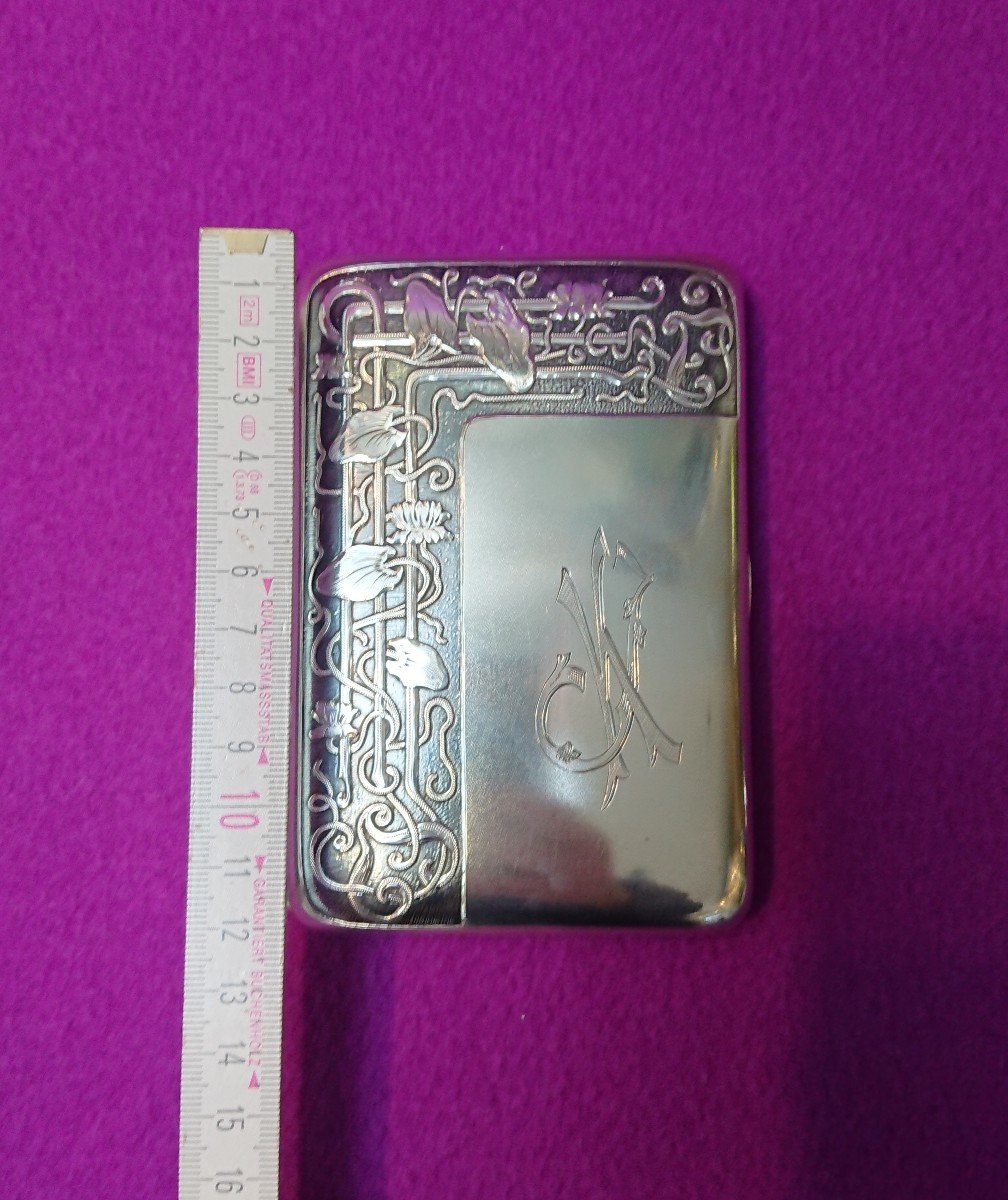 Art Nouveau Cigarillo, Cigars, Cigarette Box, 900 Silver-photo-2