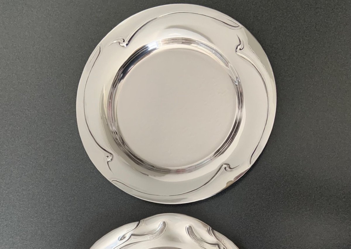Henry Van De Velde Art Nouveau Assiette à Dessert En Argent1902/1903. Argent, Décor En Relief -photo-1