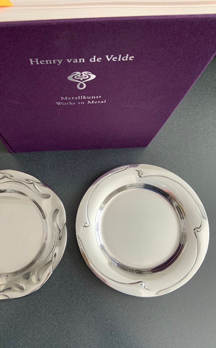 Henry Van De Velde Art Nouveau Assiette à Dessert En Argent1902/1903. Argent, Décor En Relief -photo-2