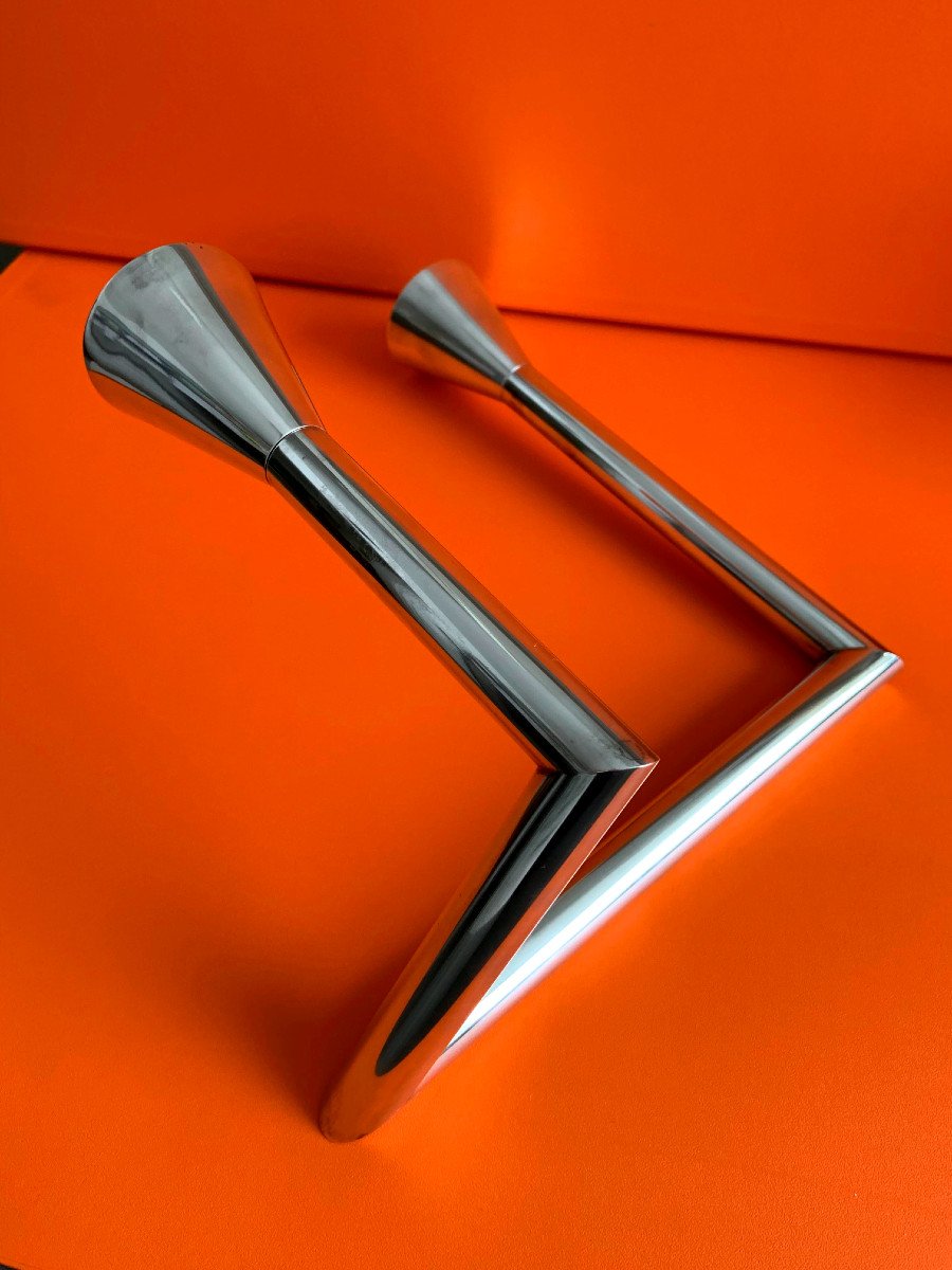 Candlestick, Two Arm, 925 Silver. Handcarfted, U.und M. Kaufmann, Hildesheim-photo-3