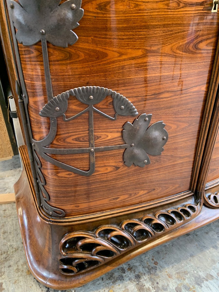 Meuble De Salon Art Nouveau, Armoire De Cabinet Qualité Musée, Design Majorelle, Paris 1900-photo-4