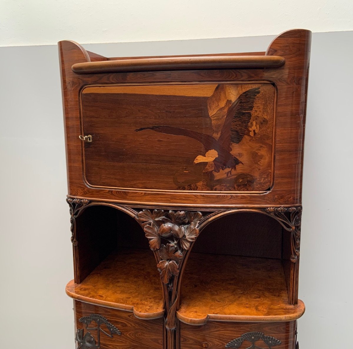 Meuble De Salon Art Nouveau, Armoire De Cabinet Qualité Musée, Design Majorelle, Paris 1900-photo-7