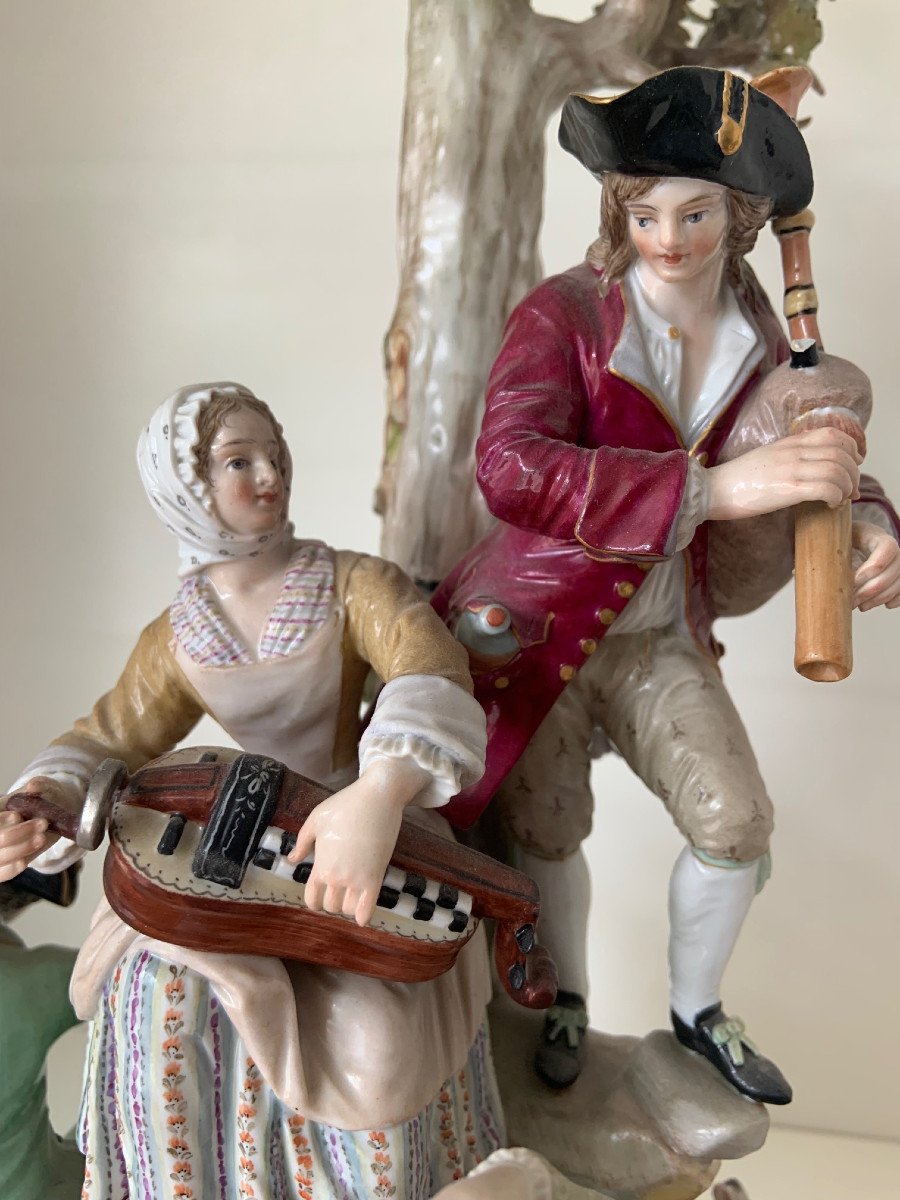 Large Group Of Meissen Porcelain Figurines “gärtnergruppe Am Baum”, Thanksgiving-photo-2