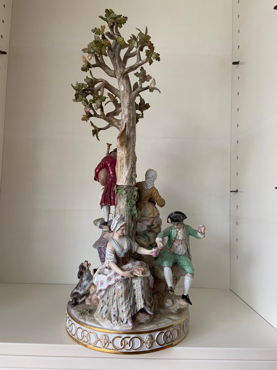 Large Group Of Meissen Porcelain Figurines “gärtnergruppe Am Baum”, Thanksgiving-photo-8