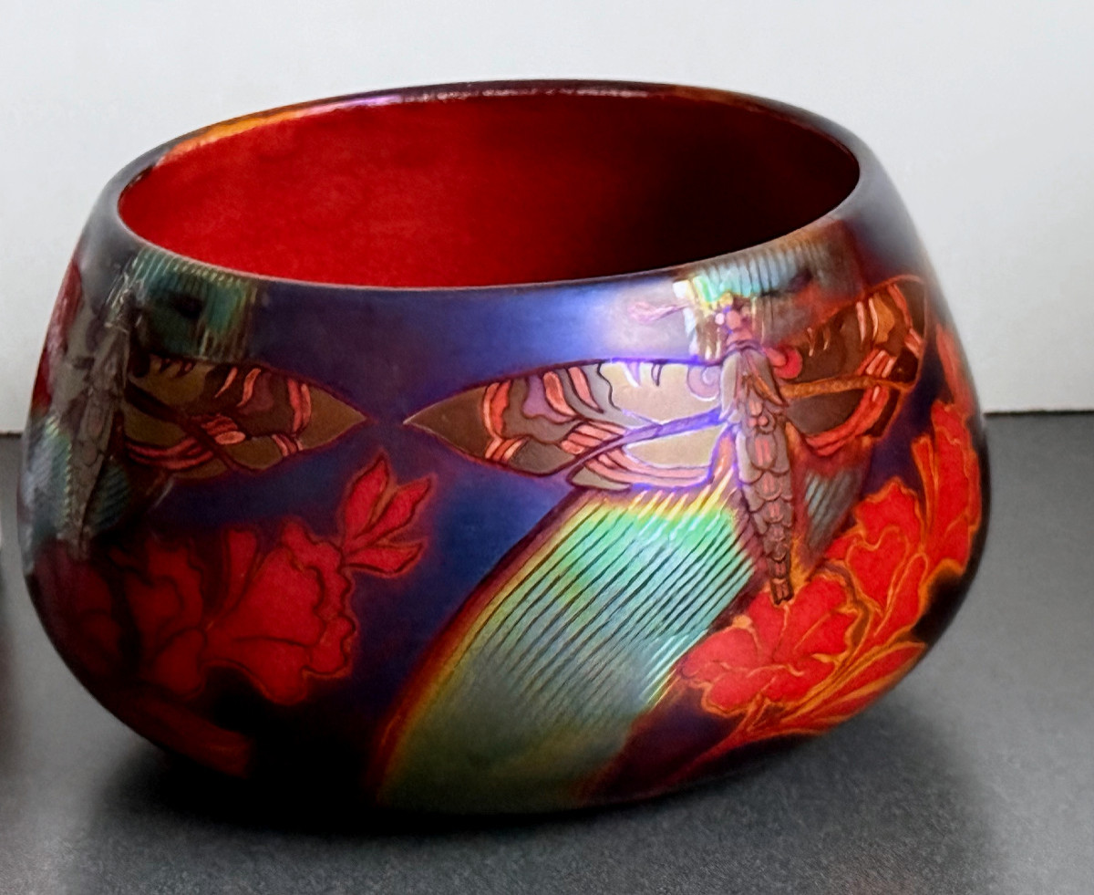 Zsolnay Pécs Ca.1900, Hungarian Art Nouveau Ceramic, Decorated With Dragonflies Or Butterflies