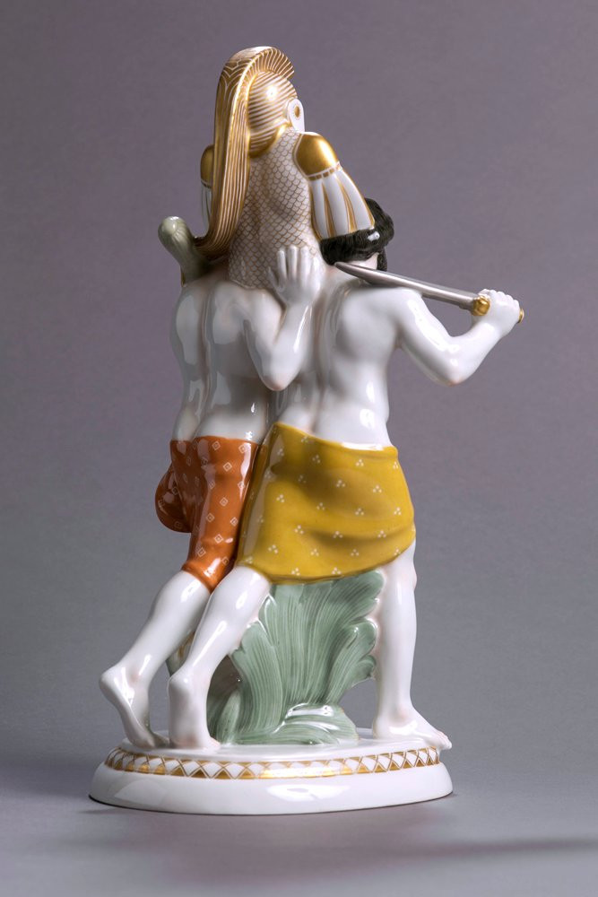 KPM Berlin 1911 – Double figure « Deux Étrusques portant une armure » du Cortège nuptial-photo-2