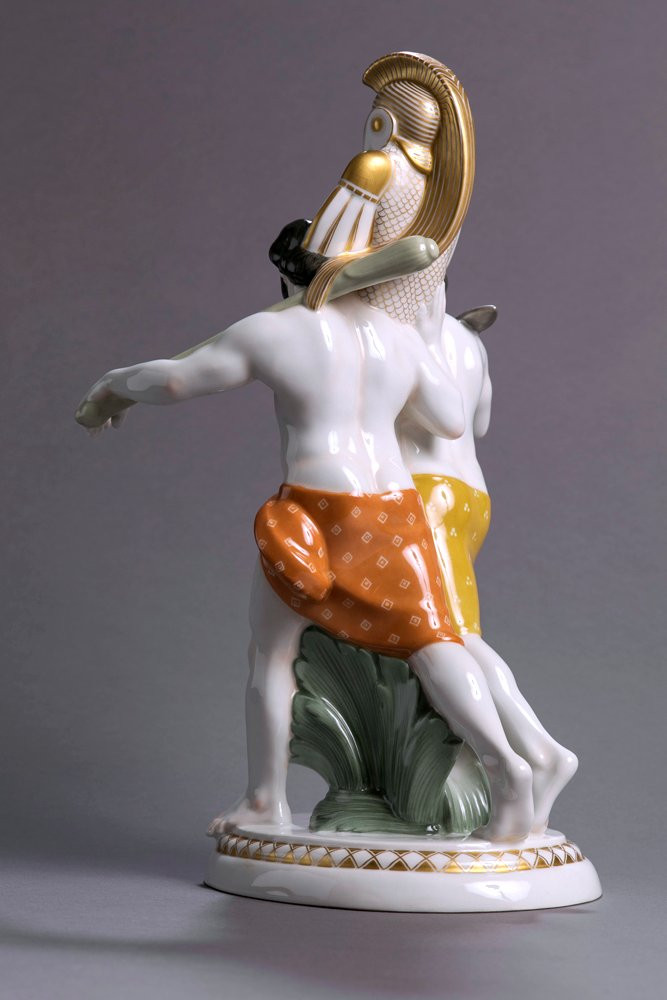 KPM Berlin 1911 – Double figure « Deux Étrusques portant une armure » du Cortège nuptial-photo-3