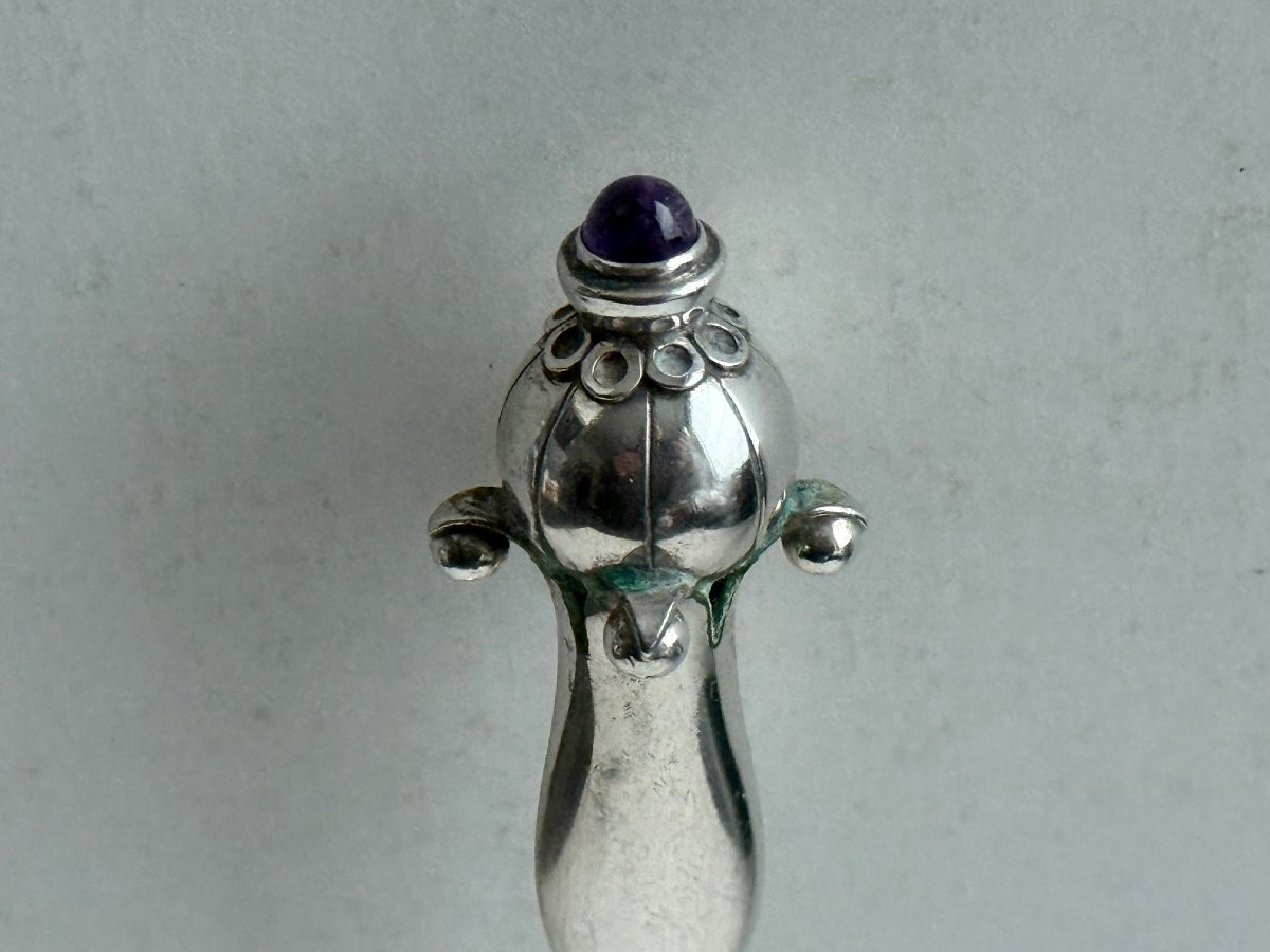 Grann & Laglye Copenhague 1929 couverts en argent surmontés d’une améthyste violette Argent 826-photo-4
