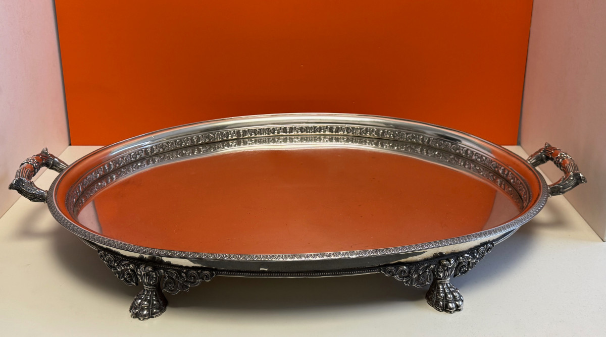 Gallery Tray, Silver 13 Lots, Friedrich Ludwig I. Andreas Drube, Arolsen, Around 1820/30
