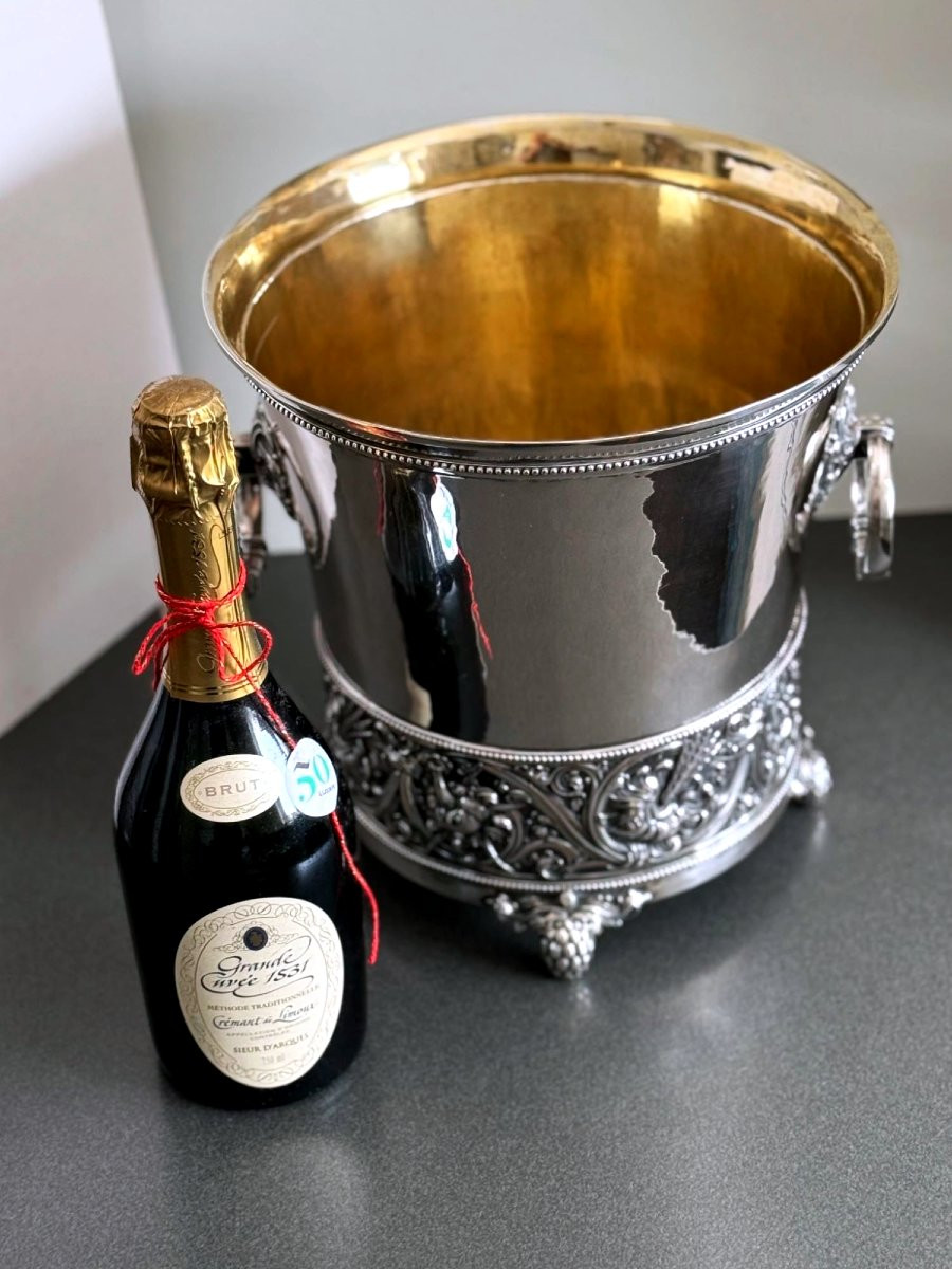 Important rafraîchissoir à champagne ou à vin par Peter Bruckmann & Söhne, Heilbronn, vers 1900-photo-5