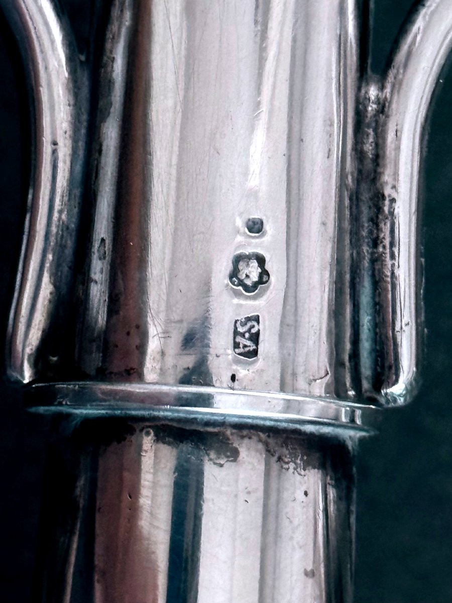 Rare Chanukah Candlestick, Silver 800, Budapest Ca. 1920-1925, Diana Mark-photo-4