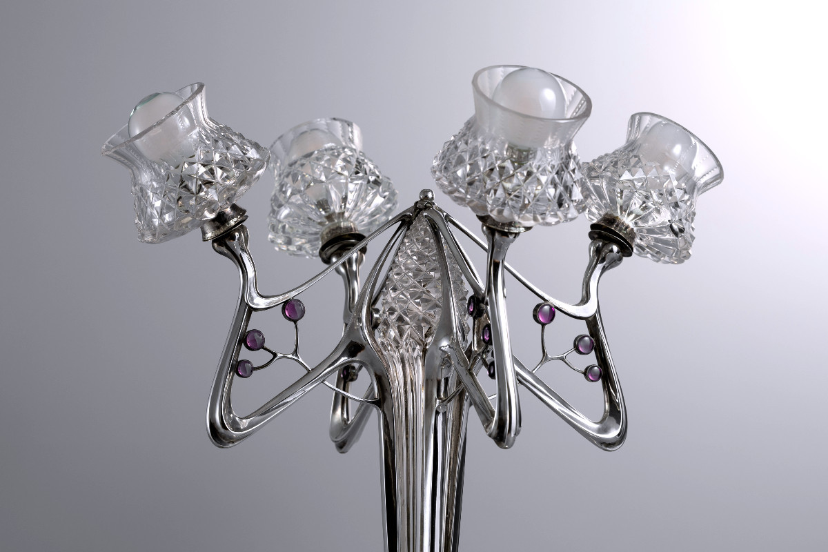 An Exceptional Art Nouveau Silver Lamp By Orivit Ag, Cologne, Germany 1904-photo-2
