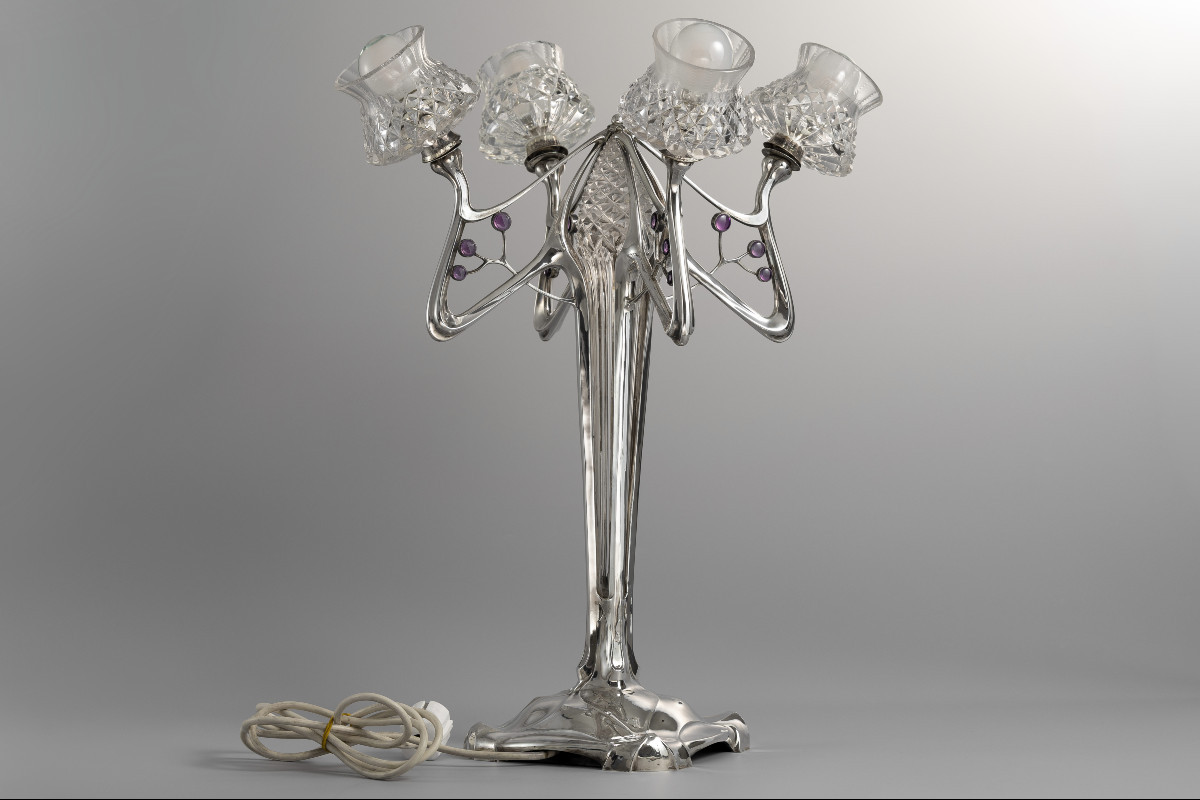An Exceptional Art Nouveau Silver Lamp By Orivit Ag, Cologne, Germany 1904-photo-4