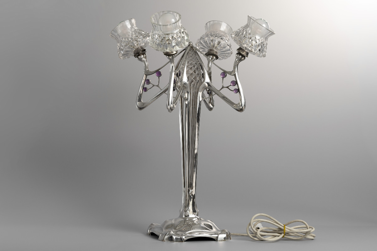 An Exceptional Art Nouveau Silver Lamp By Orivit Ag, Cologne, Germany 1904-photo-1