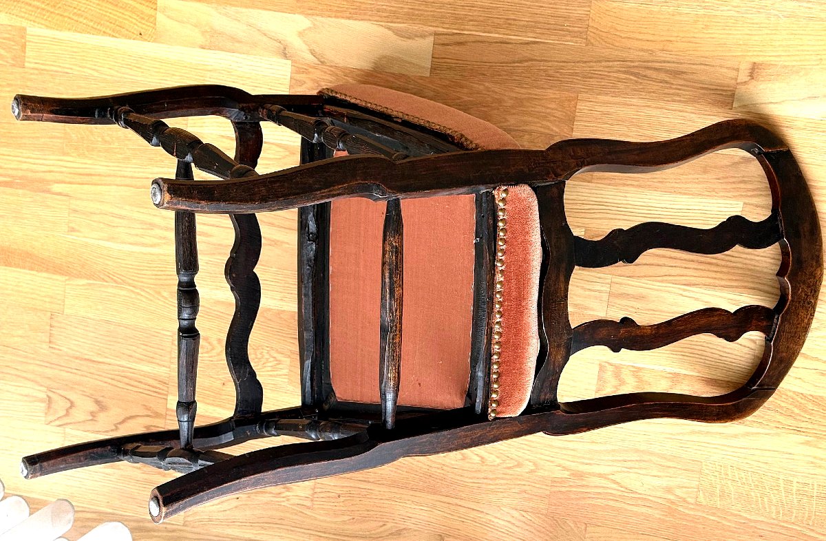 Baroque rhénan-mosan Quatre chaises, chêne sculpté, XVIIIe siècle - Baroque , Rococo style-photo-4
