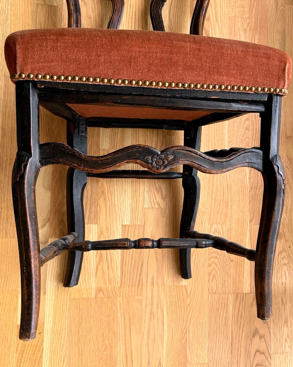 Baroque rhénan-mosan Quatre chaises, chêne sculpté, XVIIIe siècle - Baroque , Rococo style-photo-6
