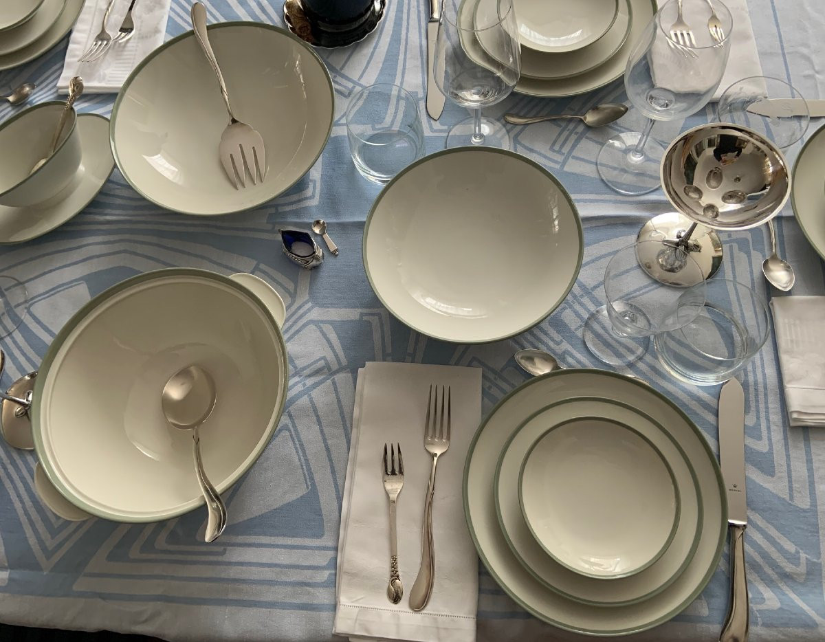 Kpm Berlin Soup Plate Urbino Service With Celadon Rim Design Trude Petri 1931-photo-2