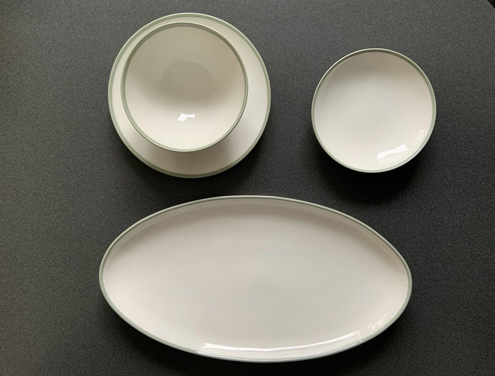 Kpm Berlin Soup Plate Urbino Service With Celadon Rim Design Trude Petri 1931-photo-4