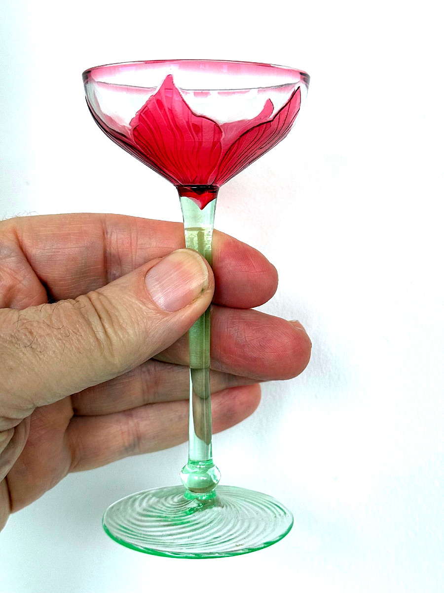 Jugendstil Liqueur Glass, Rheinische Glashütten Ag, Cologne-ehrenfeld, Circa 1900-1905