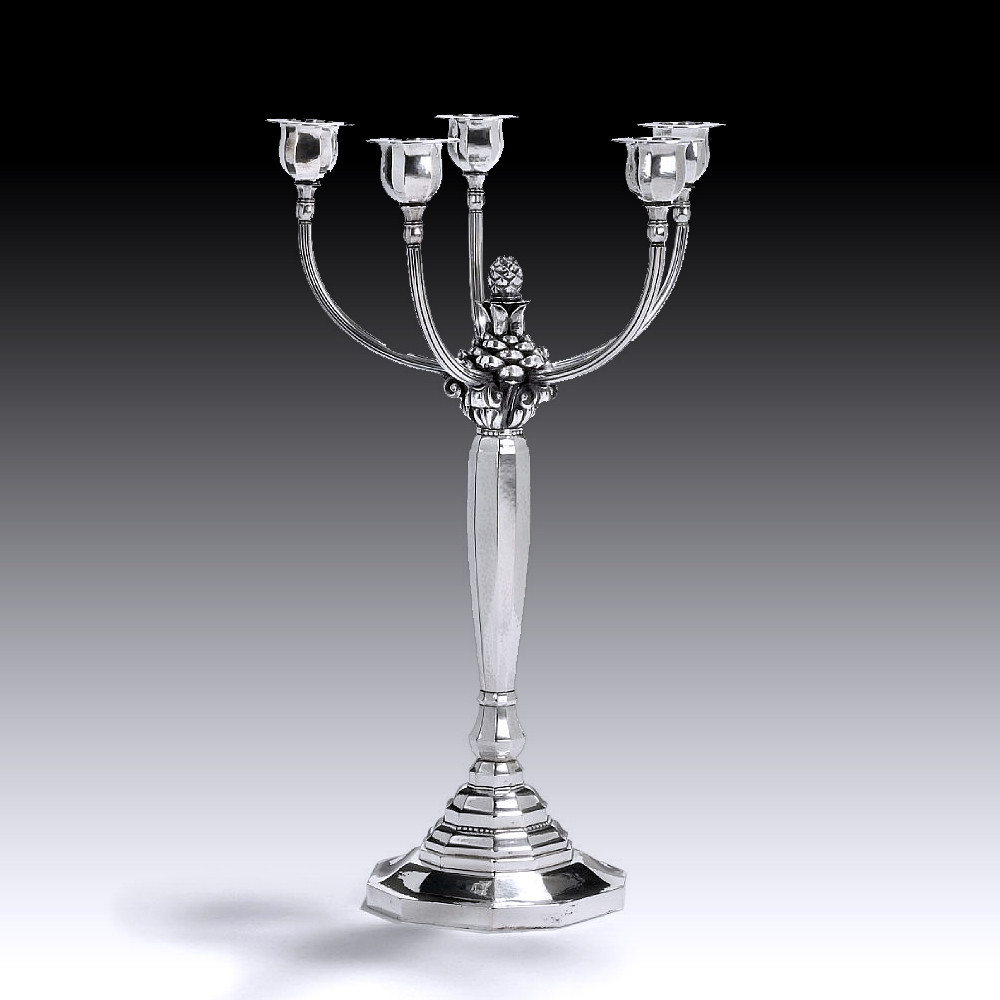 Georg Jensen Candelabra N° 474. Johan Rohde, Sterling Silver, Copenhagen 1925-1932-photo-2