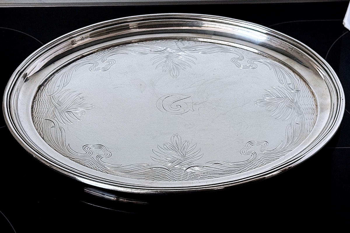 Service en argent Art nouveau · Création Heinrich Vogeler · Plateau, Pot à crème & Sucrier 1903-photo-4