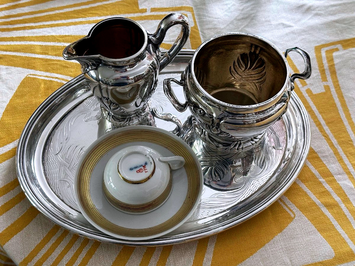 Service en argent Art nouveau · Création Heinrich Vogeler · Plateau, Pot à crème & Sucrier 1903-photo-5