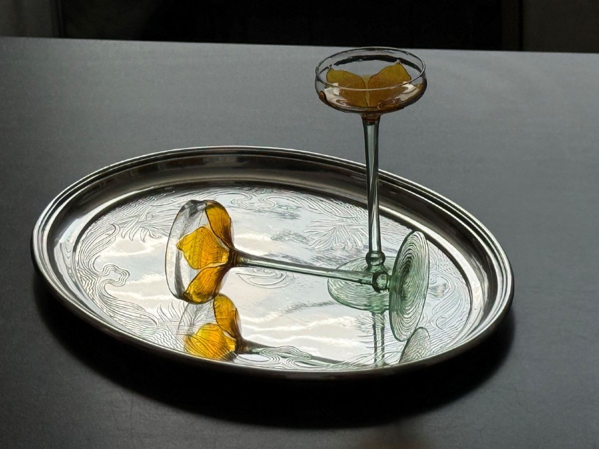 Art Nouveau Liqueur Glass Made Of Uranium Glass, Rheinische Glashütten Ag, Cologne-ehrenfeld, 1900-photo-4