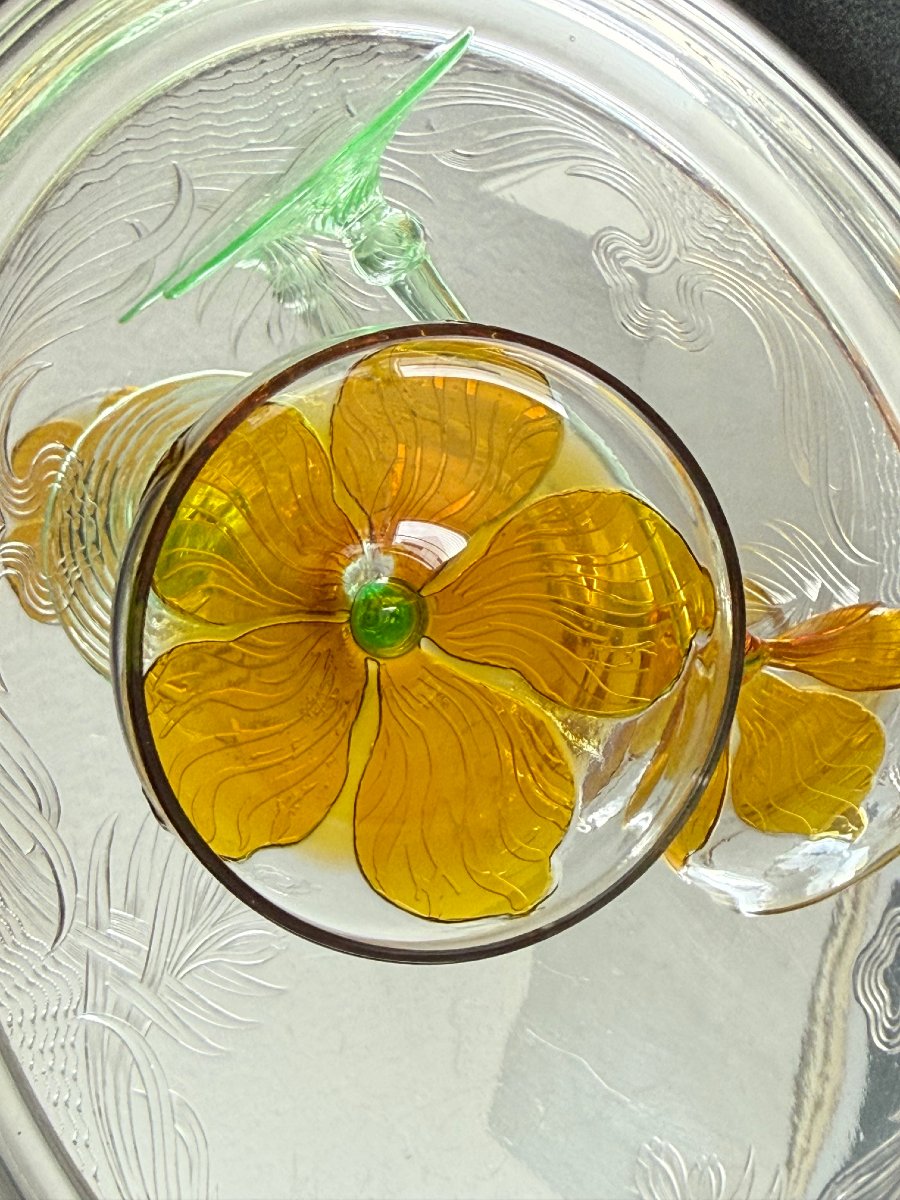 Verre à liqueur Art nouveau en verre à l’uranium Rheinische GlashüttenAG Cologne-Ehrenfeld 1900