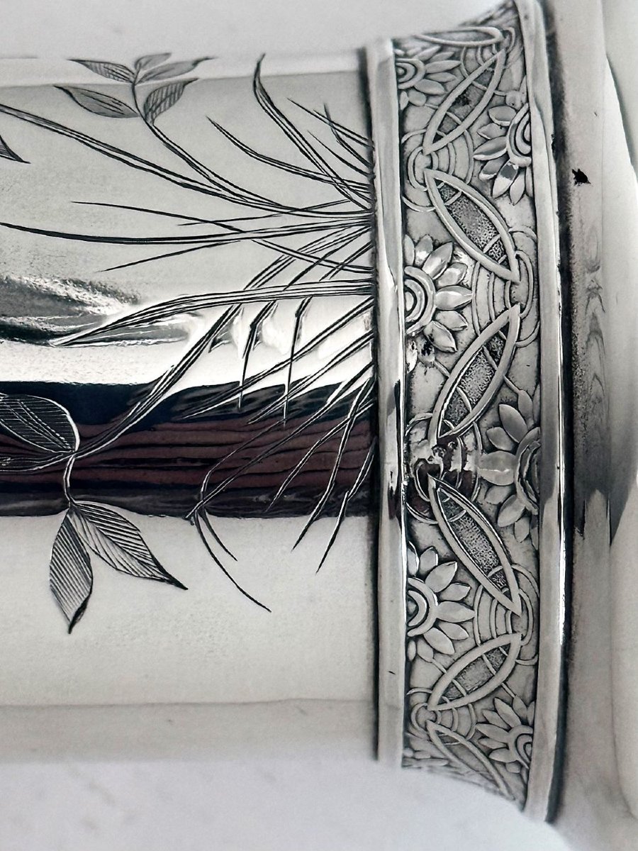 Tiffany & Co. Japonesque (japanese-inspired) Sterling Silver Vase With Original Insert-photo-2