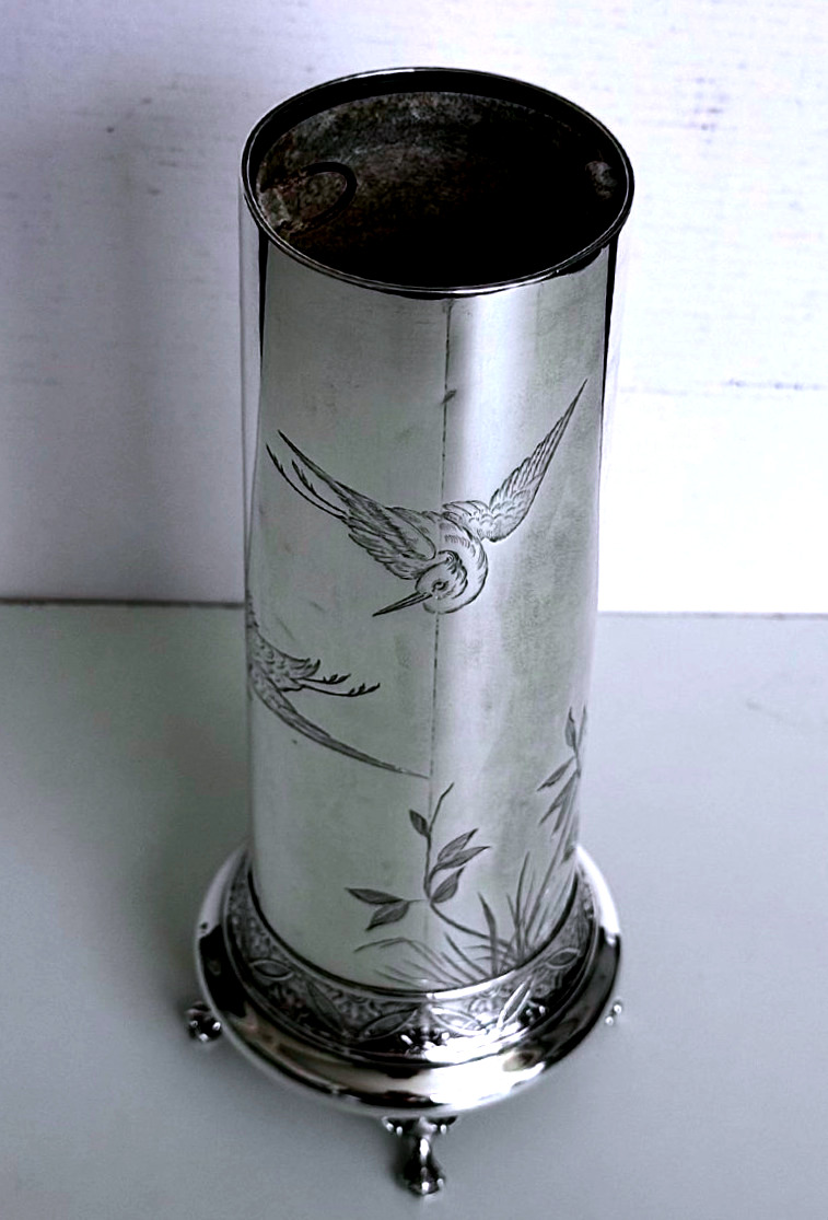 Tiffany & Co. Japonesque (japanese-inspired) Sterling Silver Vase With Original Insert-photo-1