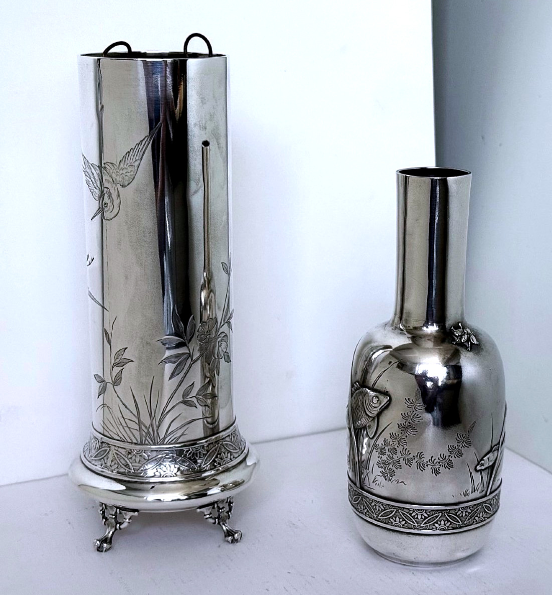 Tiffany & Co. Japonesque (japanese-inspired) Sterling Silver Vase With Original Insert-photo-7