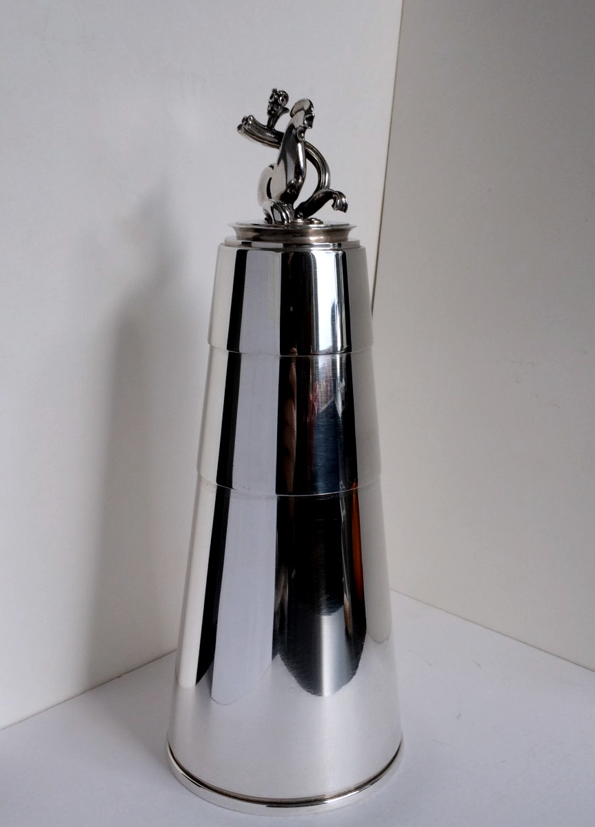 Georg Jensen Large Sterling Silver Cocktail Shaker, Cactus 572 A, Grasshopper Club Zurich-photo-2