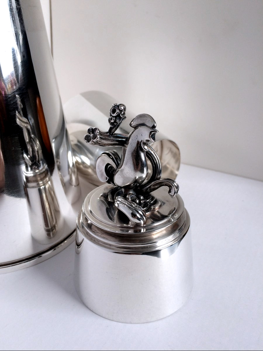 Georg Jensen Large Sterling Silver Cocktail Shaker, Cactus 572 A, Grasshopper Club Zurich-photo-3