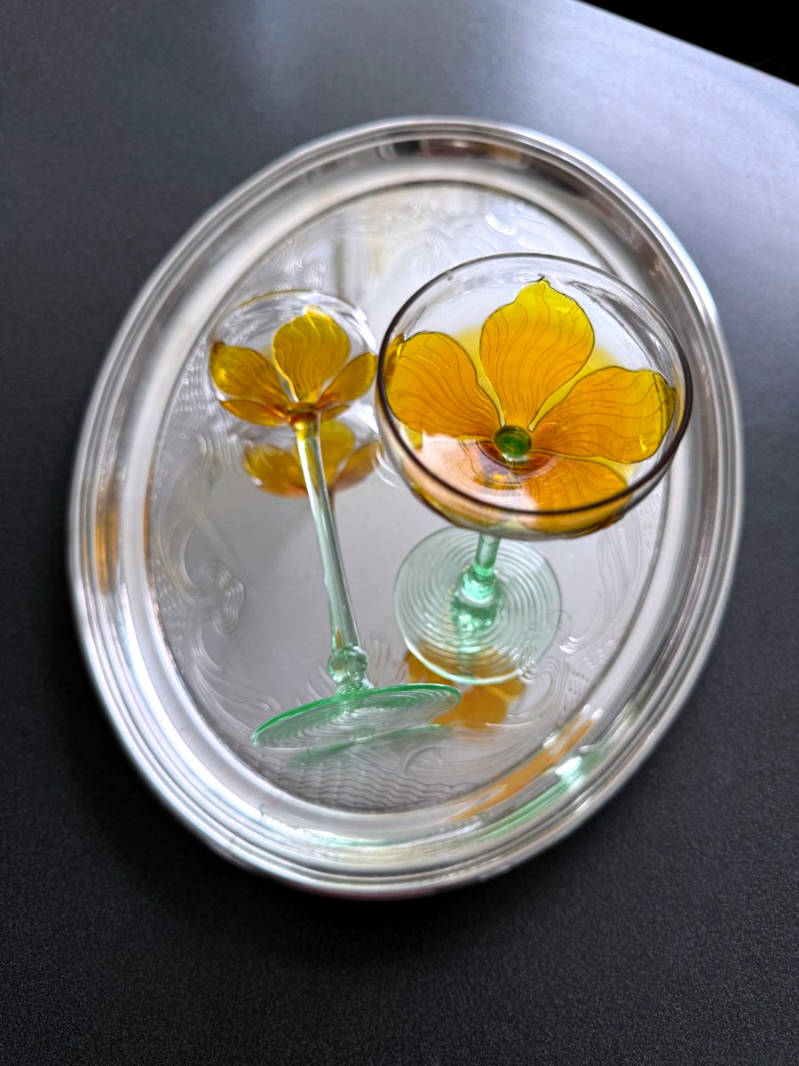 Art Nouveau Liqueur Glass With Ruby-lined Interior And Uranium-glass Stem, Köln Ehrenfeld-photo-5