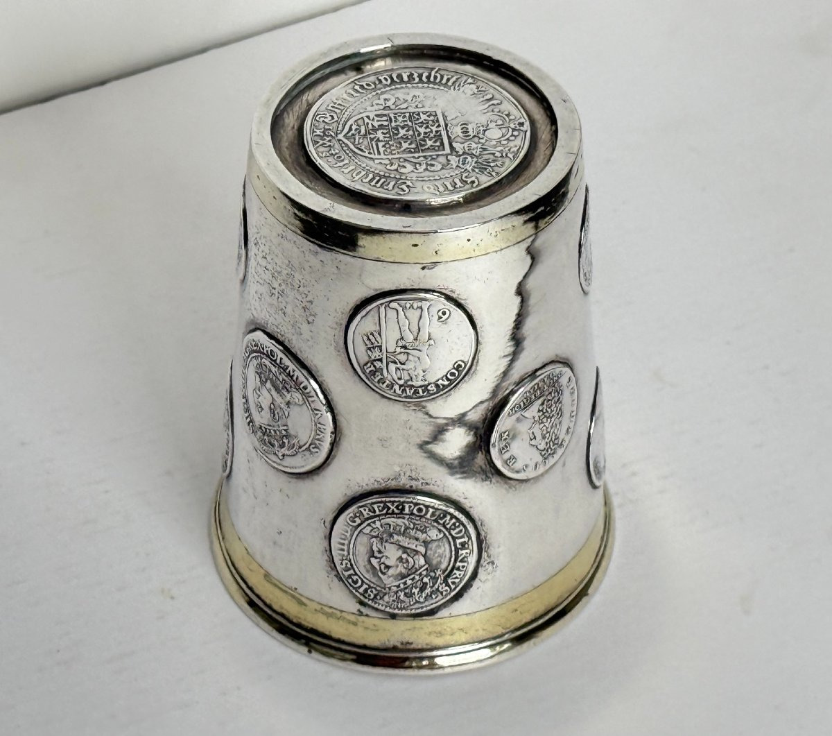 Rare gobelet à monnaies en argent par Andreas Junge I, Königsberg (Prusse orientale), 1740-photo-2