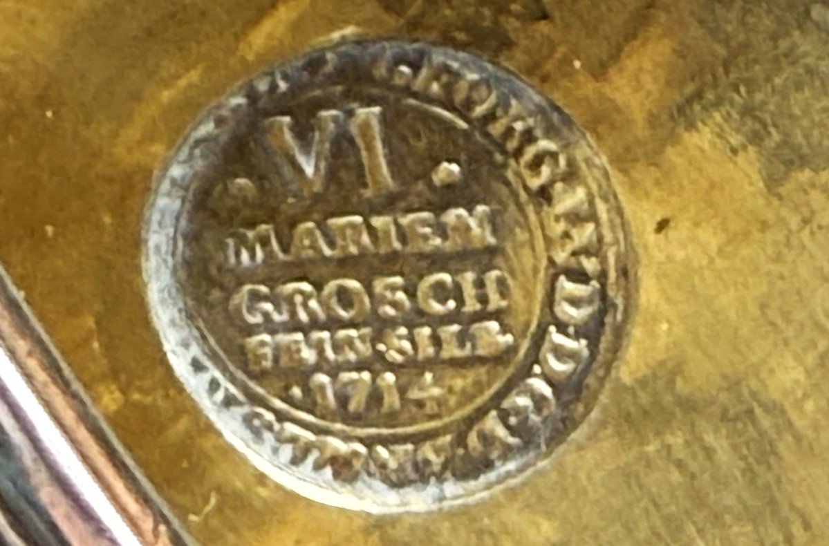 Rare gobelet à monnaies en argent par Andreas Junge I, Königsberg (Prusse orientale), 1740-photo-1