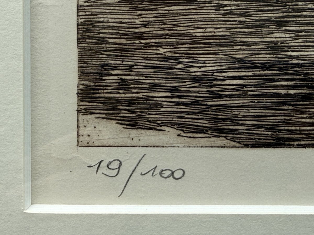 Max Clarenbach (1880–1952) Original Etching “winter In Wittlaer” Signed In Pencil, School Of -photo-2