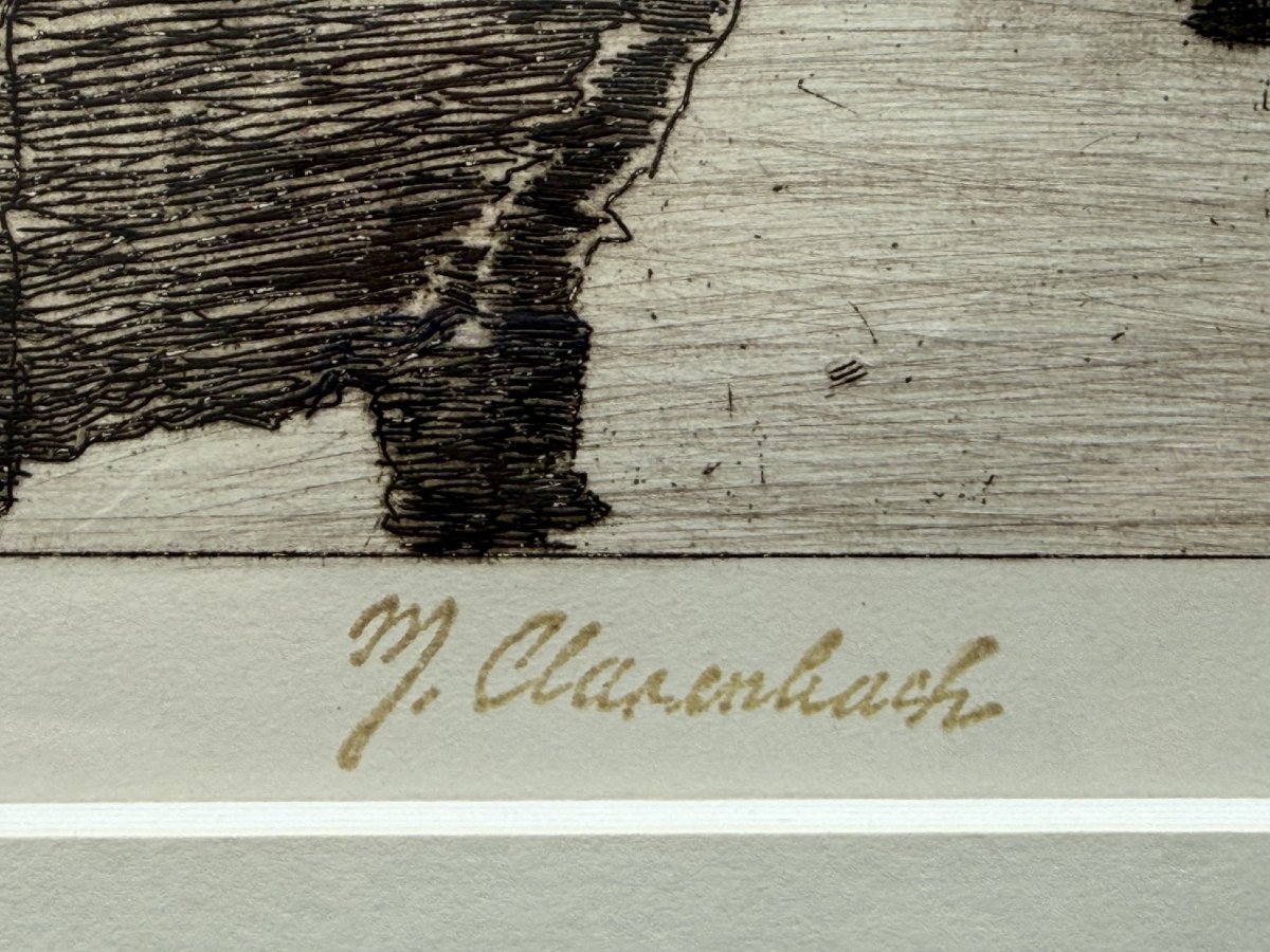 Max Clarenbach (1880–1952) Original Etching “winter In Wittlaer” Signed In Pencil, School Of -photo-3