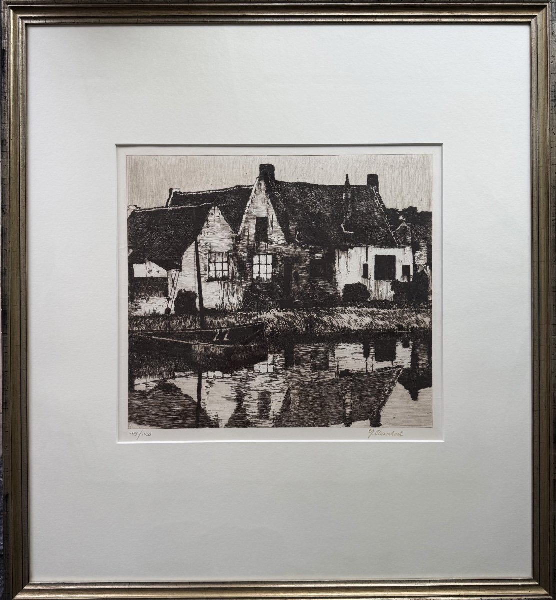 Max Clarenbach (1880–1952) Original Etching “winter In Wittlaer” Signed In Pencil, School Of -photo-1