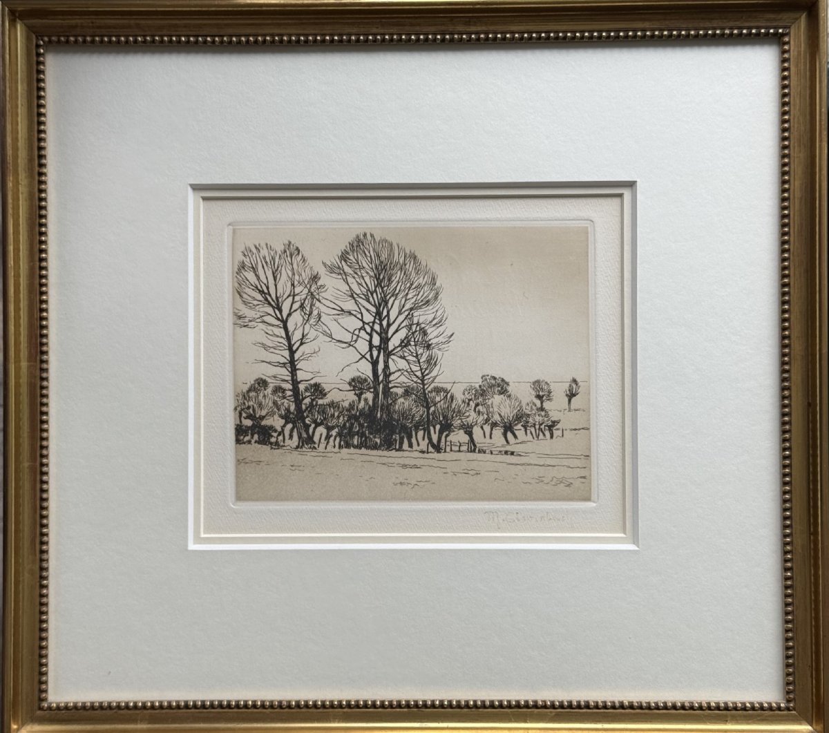 Max Clarenbach (1880–1952) Original Etching “winter In Wittlaer” Signed In Pencil, School Of -photo-3