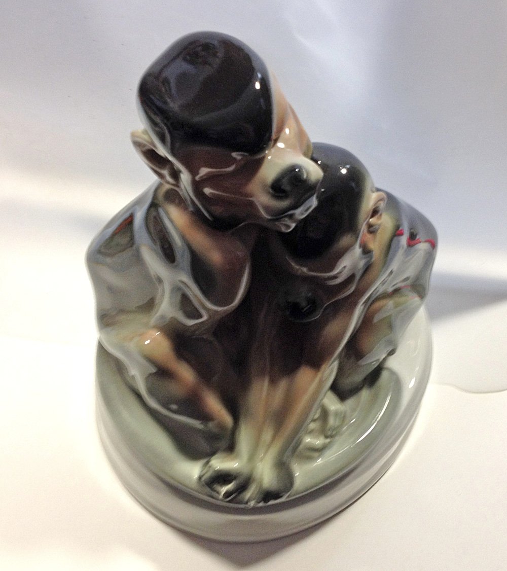KPM Berlin, Anton Puchegger, groupe de singes en porcelaine Art nouveau, 1909/1925-photo-3
