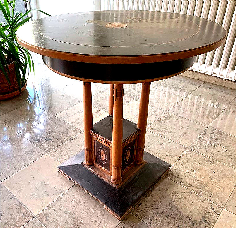 Art Nouveau Round Table With Marquetry, Darmstadt Artists Colony, Germany Circa 1905