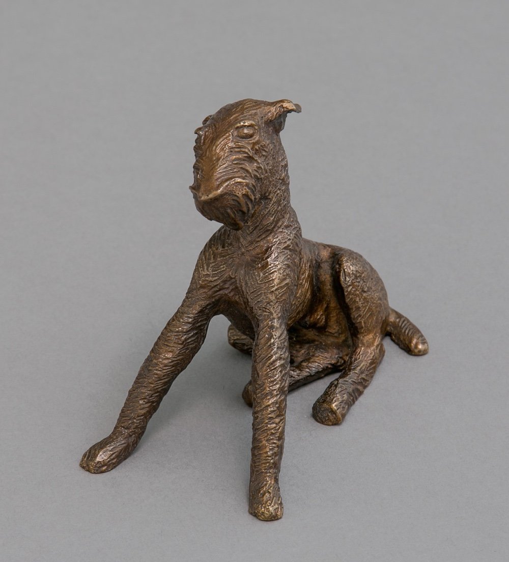 Renée Sintenis, Bronze Figure, Young Sitting Terrier, Noack Berlin Germany 1925-photo-2
