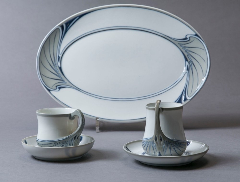 Meissen Art Nouveau Porcelain, Hot Chocolate Cup, Model Saxonia, Oe Voigt 1904-photo-1