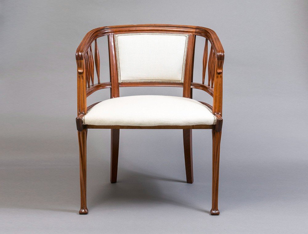 Louis Majorelle Nancy 1900 Art Nouveau Fauteuil d'enfant en Acajou -photo-3