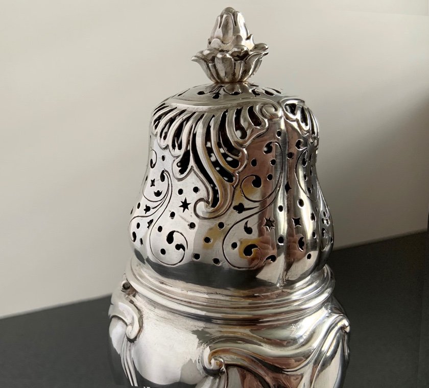 Baroque Opulent Sugar Caster In Silver, Dresden, Germany 1745-50, Silver 812.5/1000-photo-3