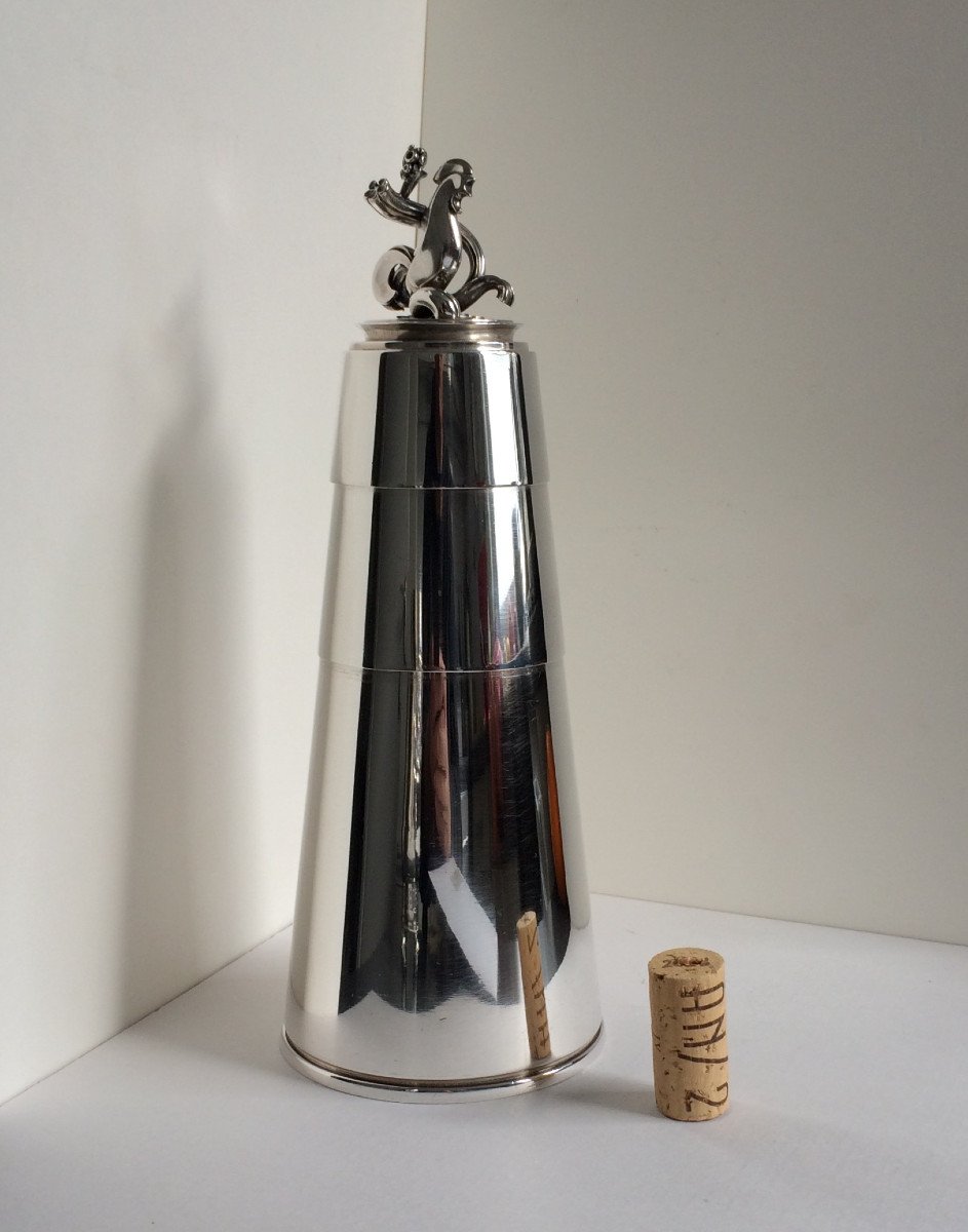 Georg Jensen 1933-44 Cocktail Shaker 774 Art Déco En Argent, Design: Harald Nielsen 1936